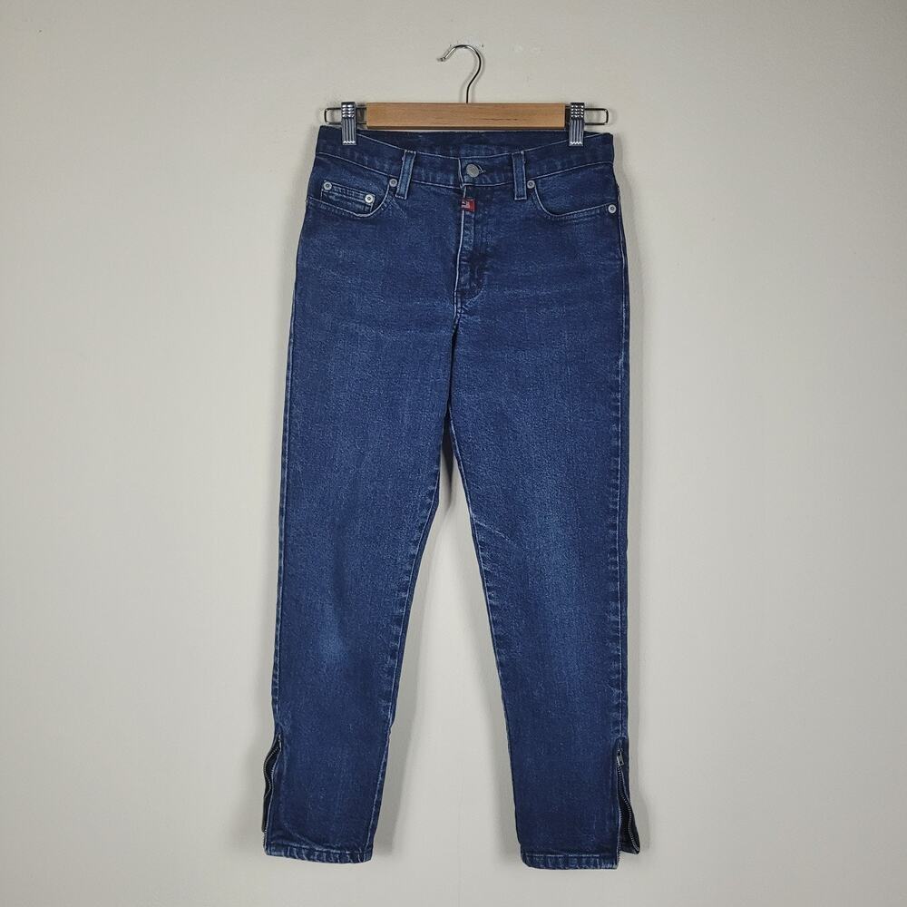VTG Polo Jeans Co. Ralph Lauren Jeans Womens 2 Blue Dark Wash Ankle Zip 90s Flag